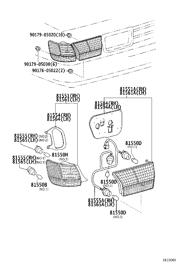 81595-30232 SOCKET & WIRE, REAR LAMP product image