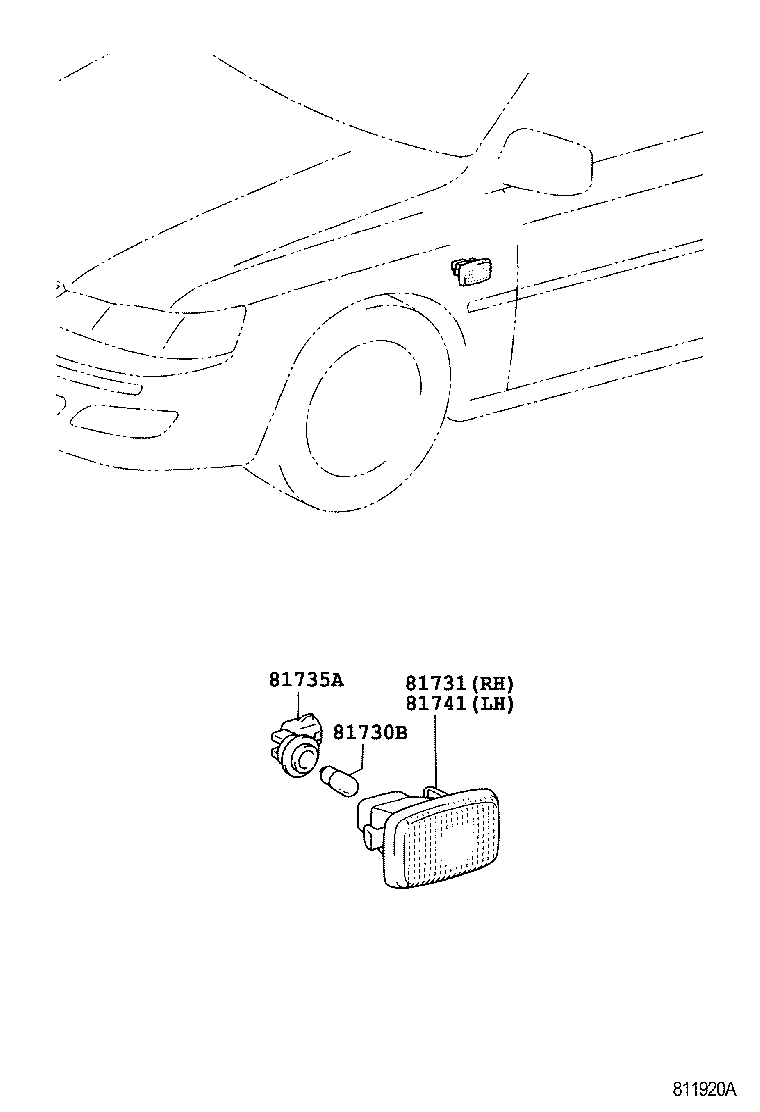81731-50090 LENS, SIDE TURN SIGNAL LAMP, RH product image
