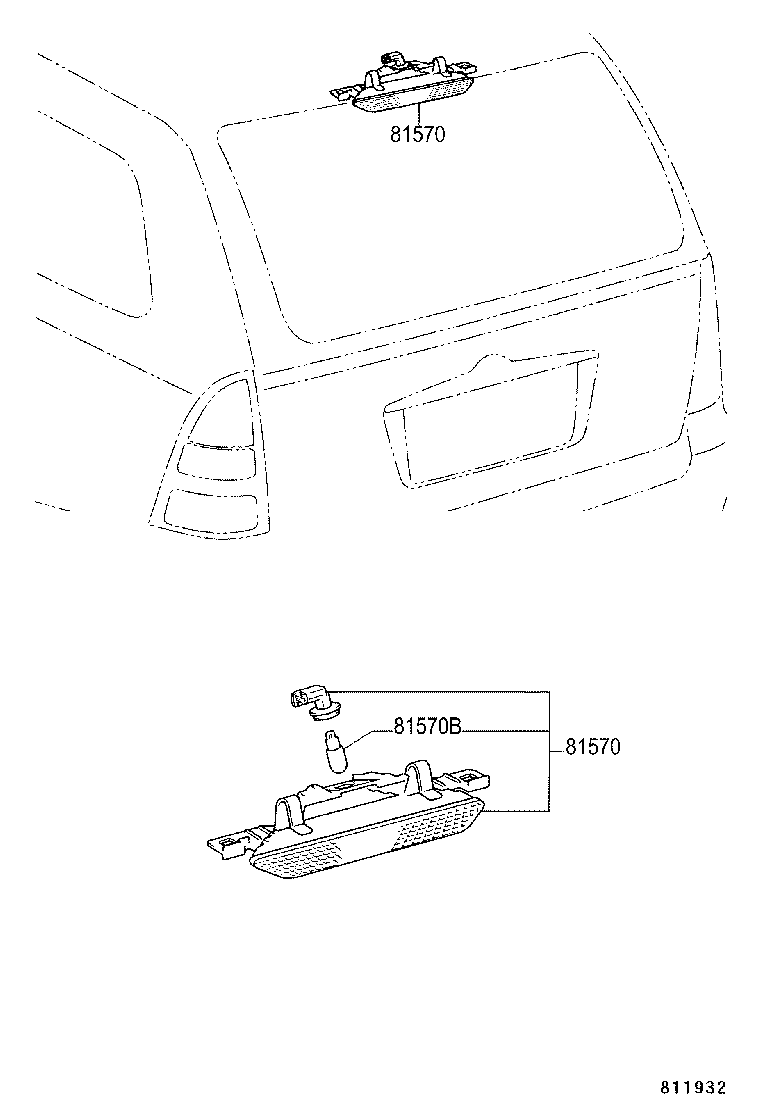 81570-13160 LAMP ASSY, CENTER STOP product image