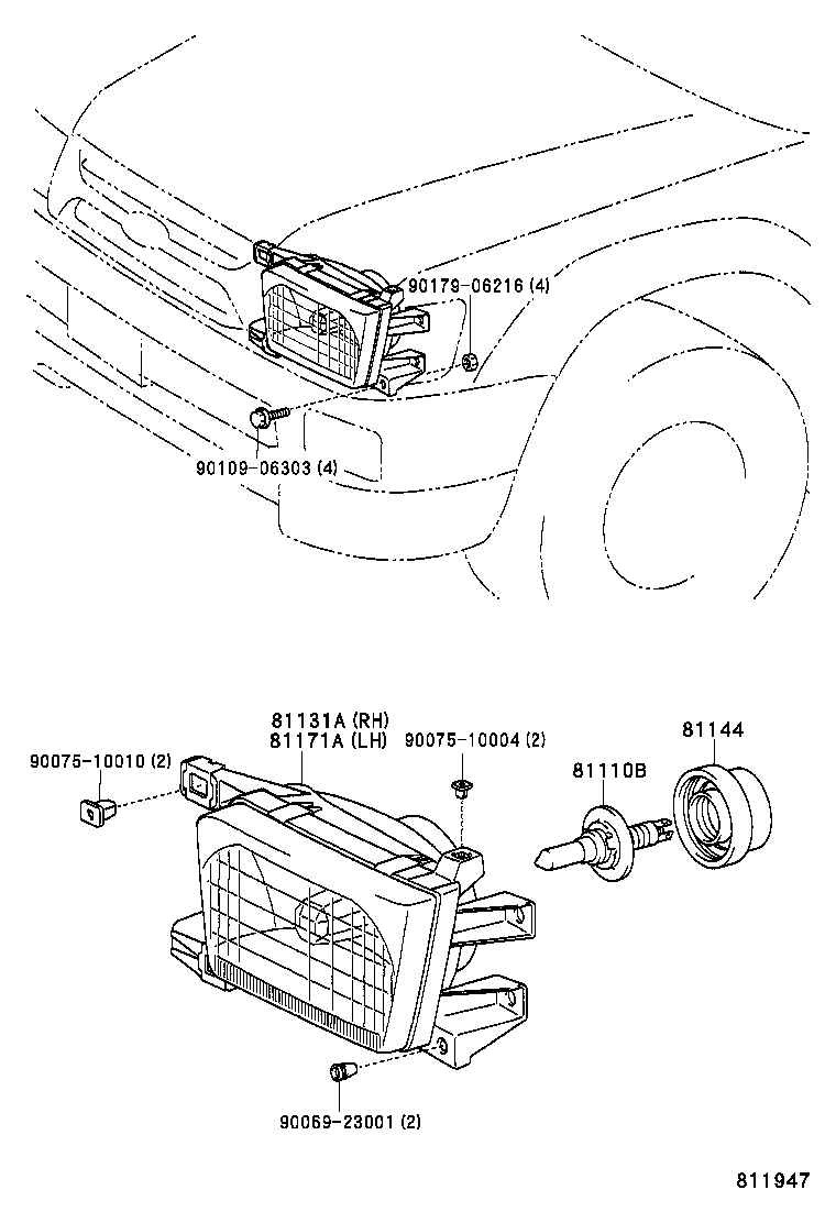 81130-35410 UNIT, HEADLAMP, RH product image