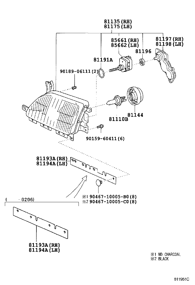 81130-37181 UNIT ASSY, HEADLAMP, RH product image
