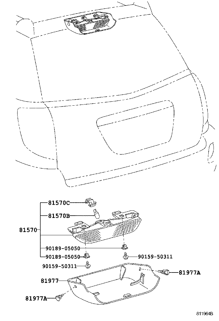 81570-01070 LAMP ASSY, CENTER STOP product image