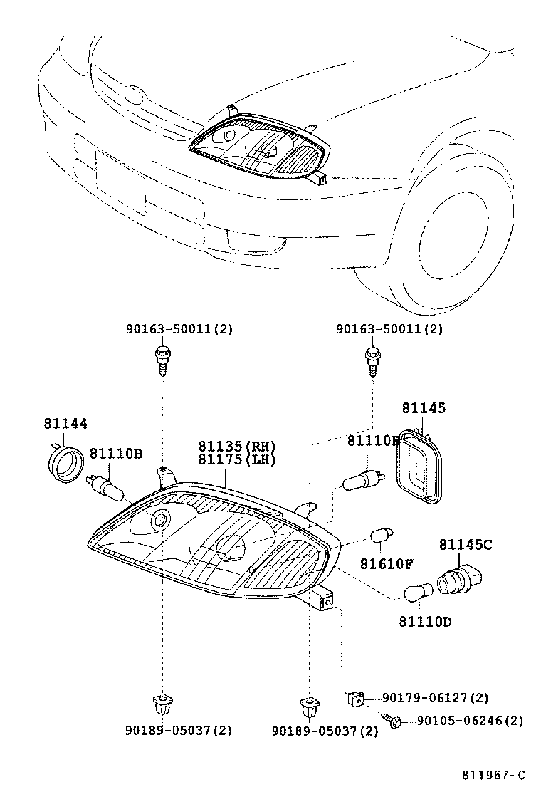 90080-81097 BULB(FOR HEADLAMP, NO.1) product image