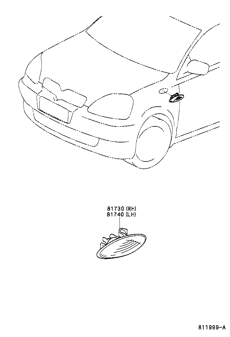 81740-52010 LAMP ASSY, SIDE TURN SIGNAL, LH product image