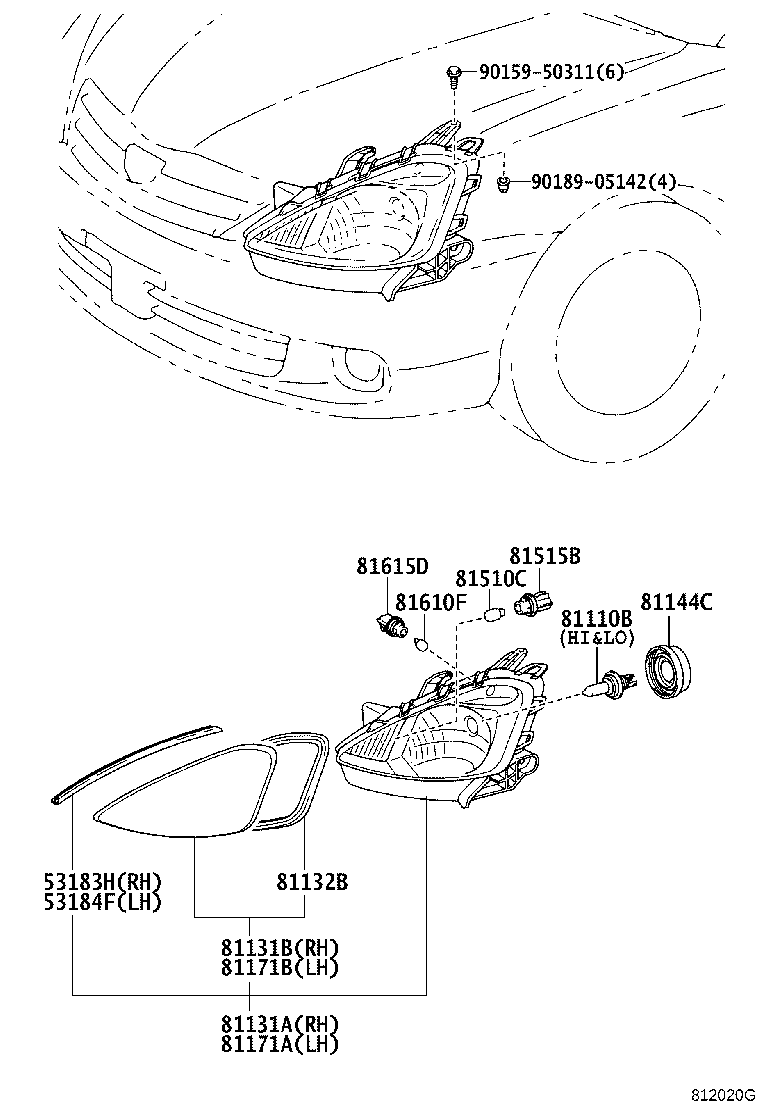 53183-20190 SEAL, HEADLAMP COVER, RH product image