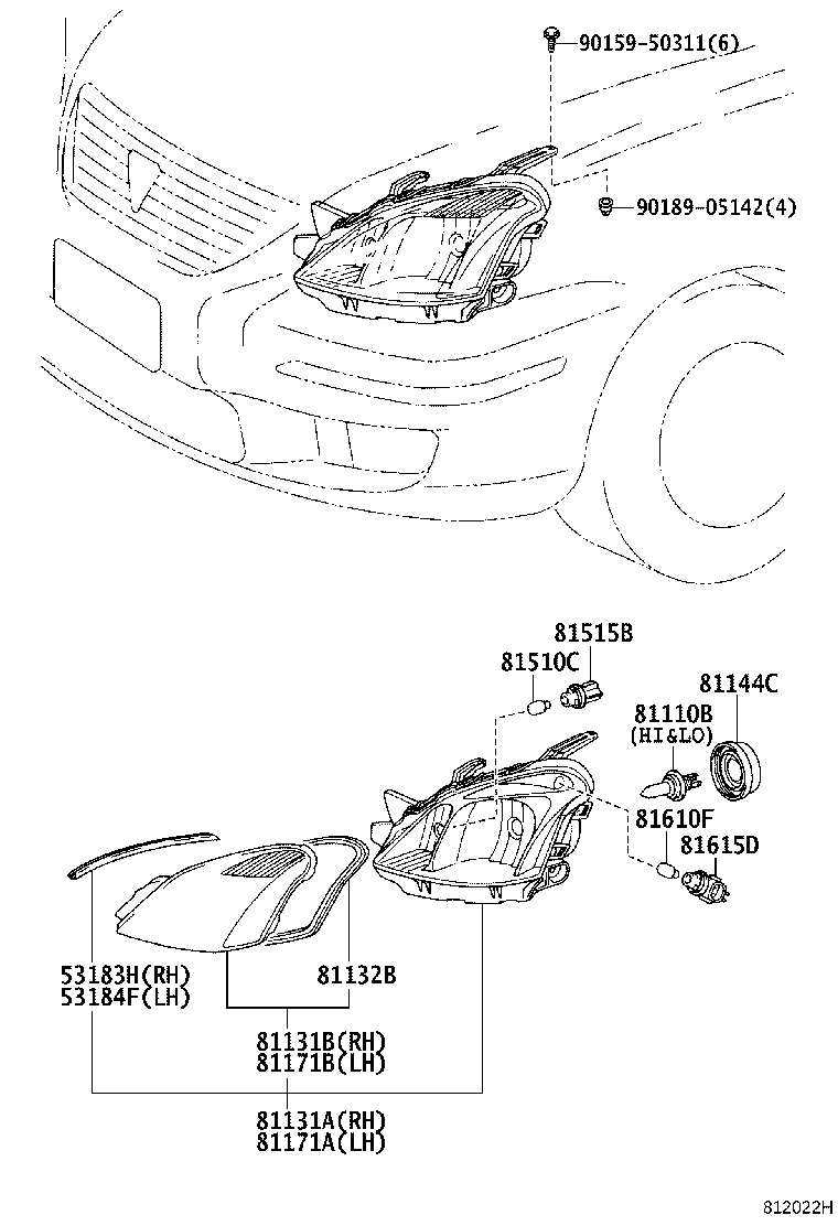 53183-20190 SEAL, HEADLAMP COVER, RH product image
