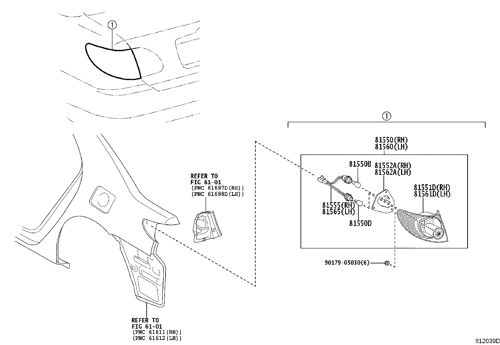 Toyota 81550-02320 LAMP ASSY, REAR COMBINATION, RH