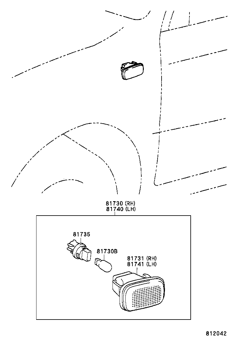 81730-02022 LAMP ASSY, SIDE TURN SIGNAL, RH product image