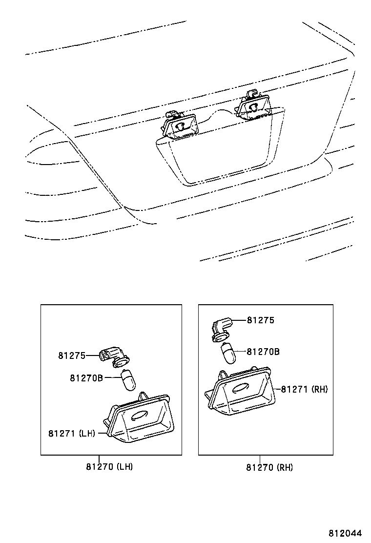 81275-02080 SOCKET AND WIRE, LICENSE PLATE LAMP product image