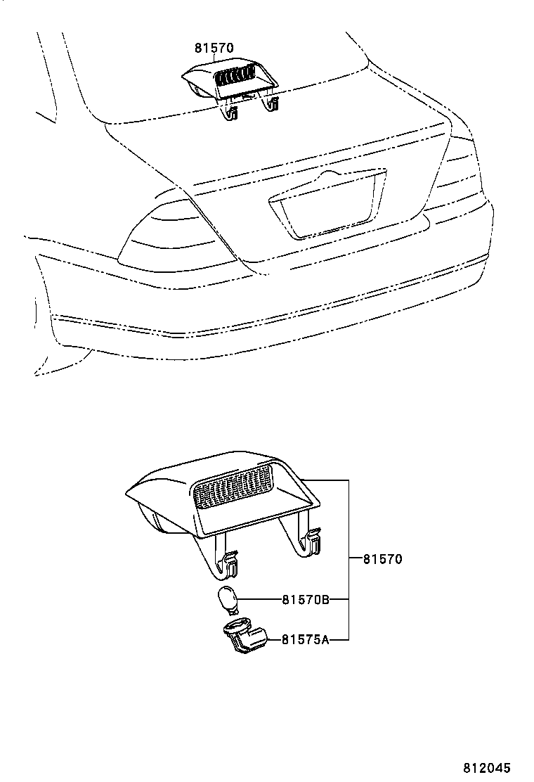 81570-02090-B0 LAMP ASSY, CENTER STOP product image