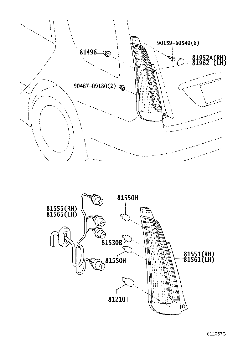 64746-22010 COVER, REAR COMBINATION LAMP SERVICE, LH product image