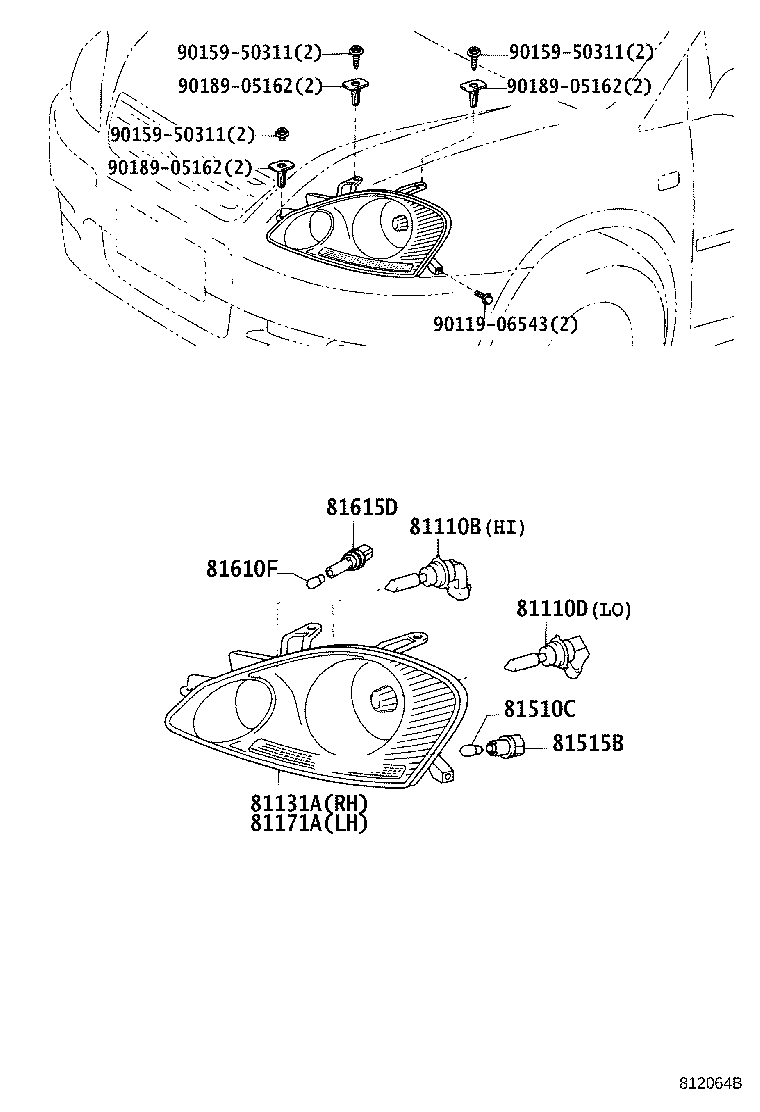 81070-44150 UNIT, HEADLAMP, LH product image