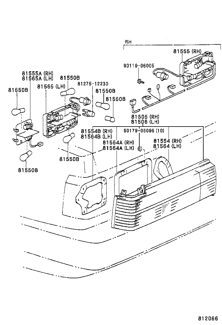 81555-30540 SOCKET & WIRE SUB-ASSY, REAR COMBINATION LAMP, RH product image