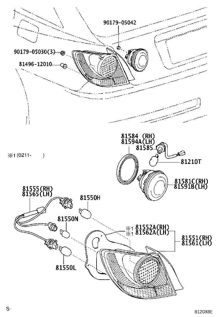 81550-53010 LAMP ASSY, REAR COMBINATION, RH product image