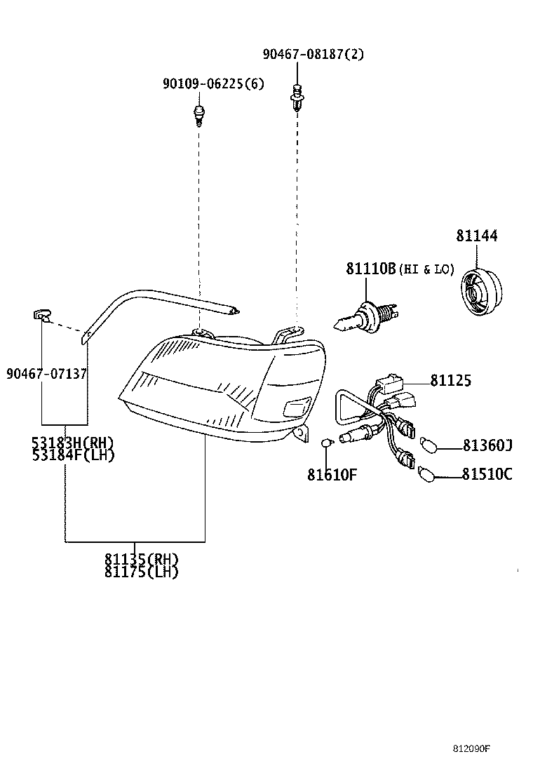 53183-30120 SEAL, HEADLAMP COVER, RH product image