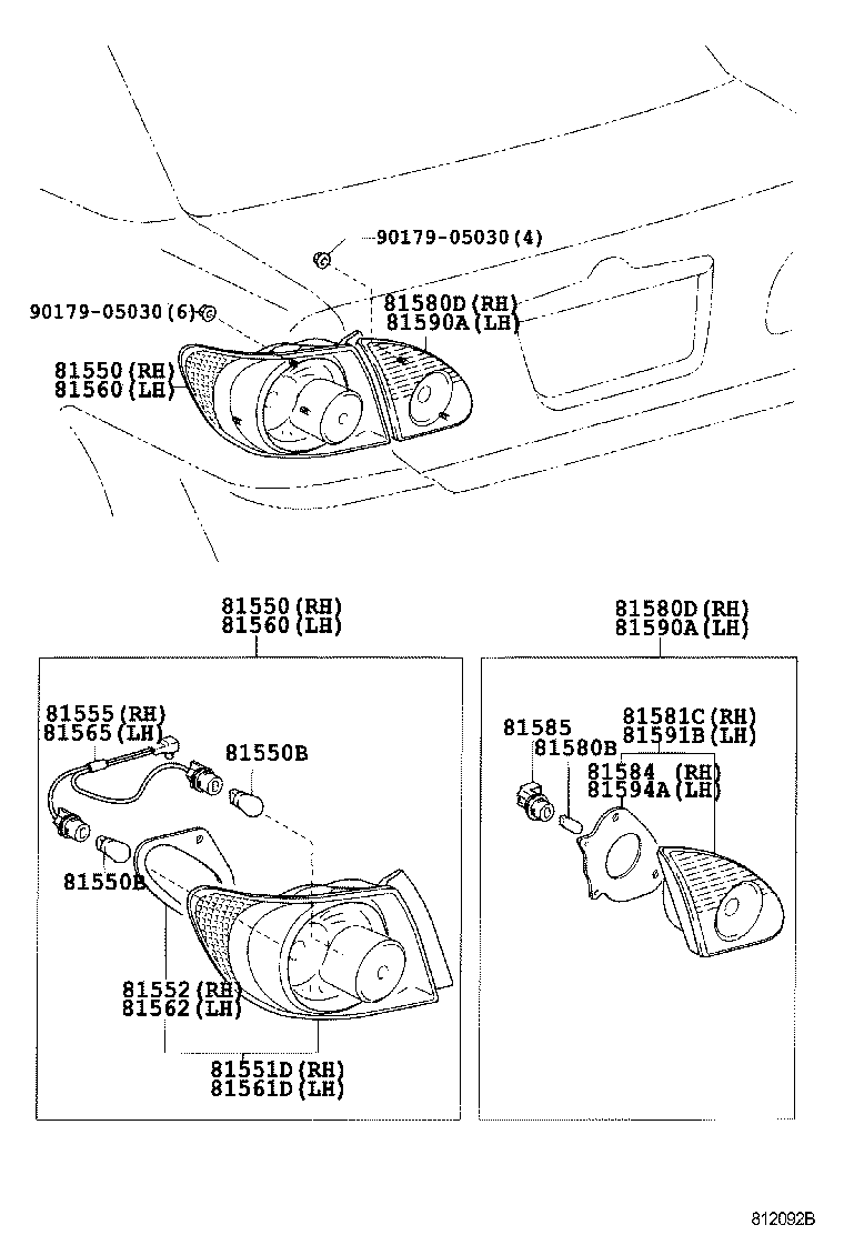 81580-02070 LAMP ASSY, REAR, RH product image