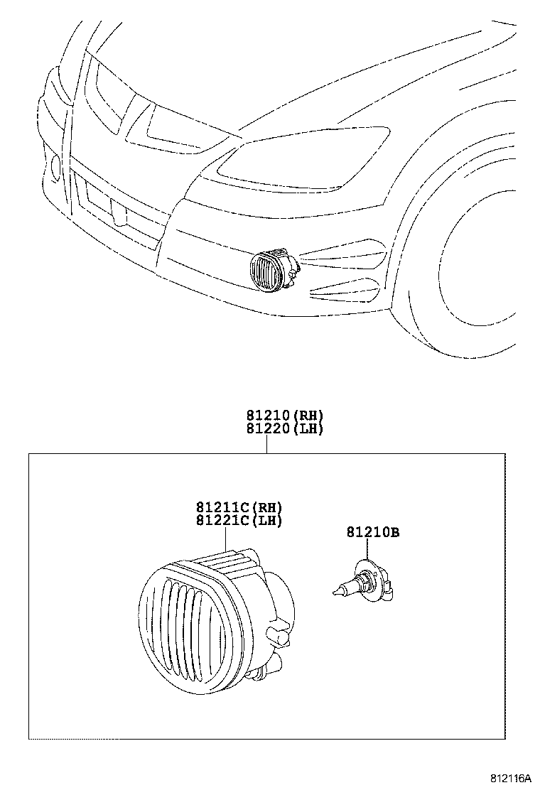 81220-01010 LAMP ASSY, FOG, LH product image
