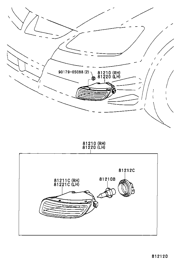90080-81084 BULB, FOG LAMP product image