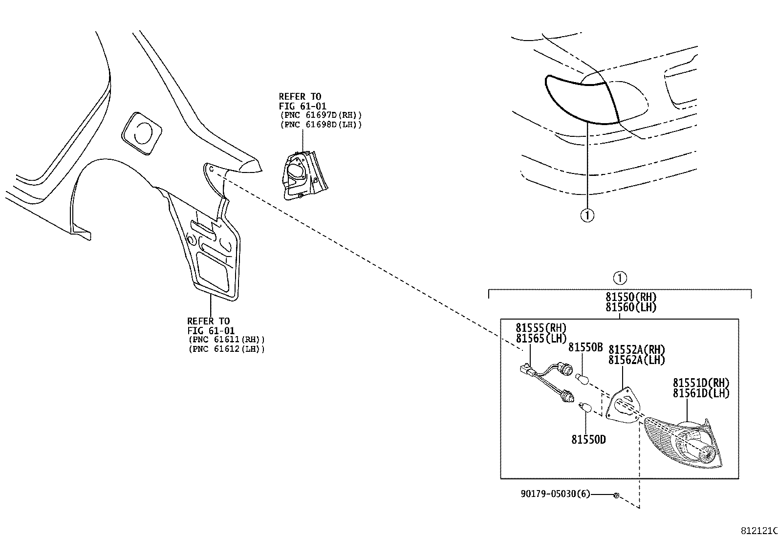 Toyota 81551-02290 LENS & BODY, REAR COMBINATION LAMP, RH