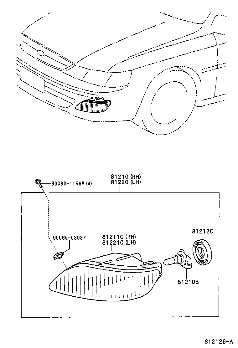 Toyota 81220-07010 LAMP ASSY, FOG, LH