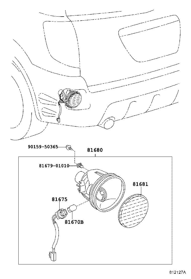 81680-01020 LAMP ASSY, BACK UP, LH product image