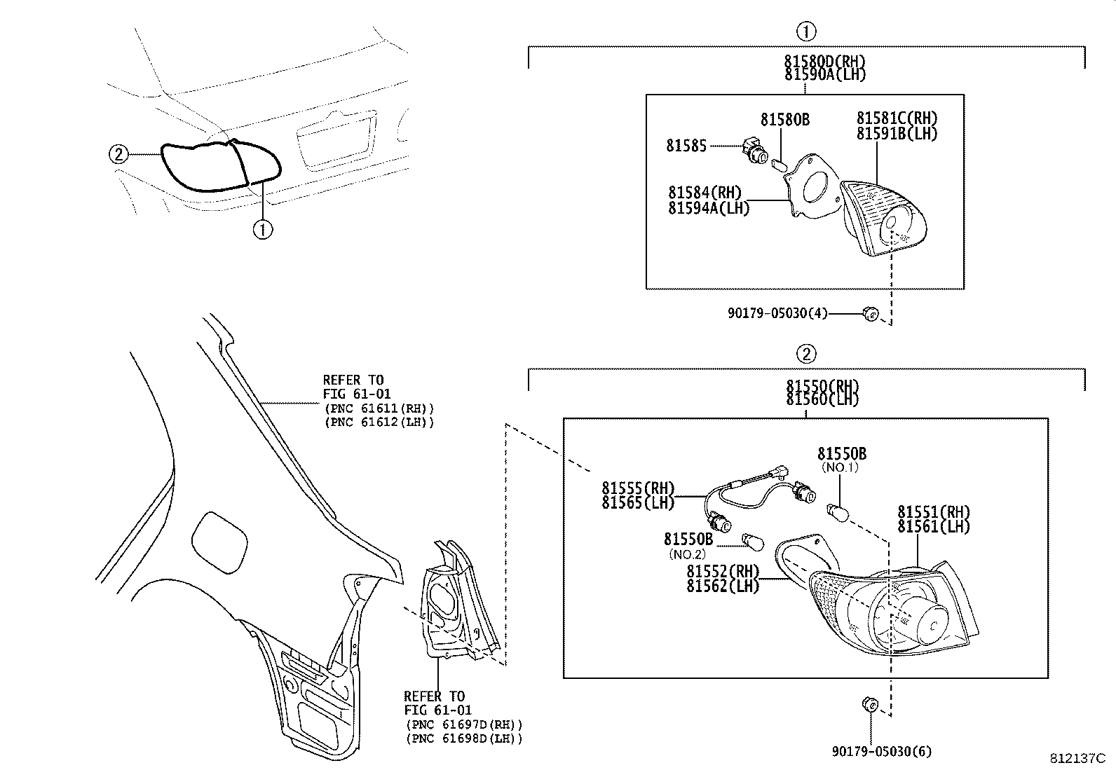 81552-02220 GASKET, REAR COMBINATION LAMP LENS, RH product image