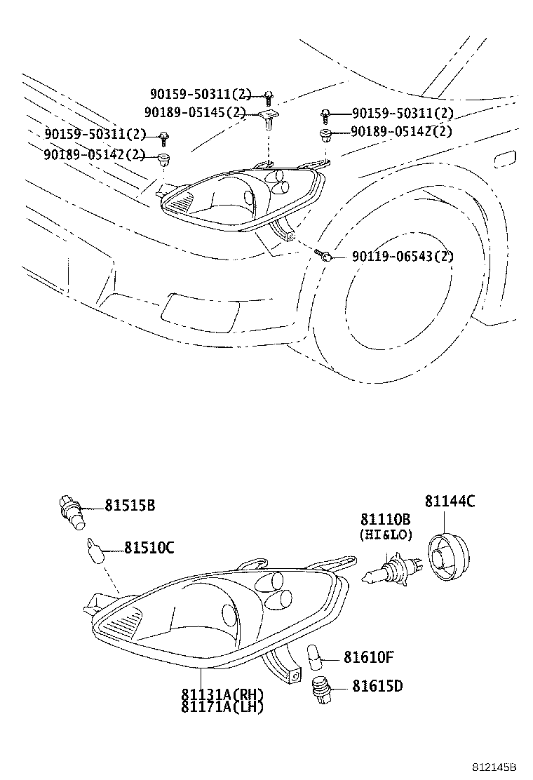 81070-63040 UNIT, HEADLAMP, LH product image