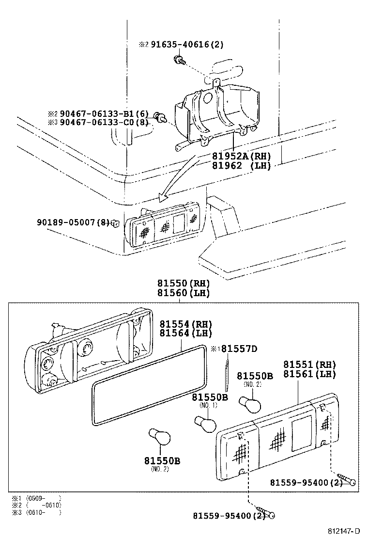81550-25121 LAMP ASSY, REAR COMBINATION, RH product image