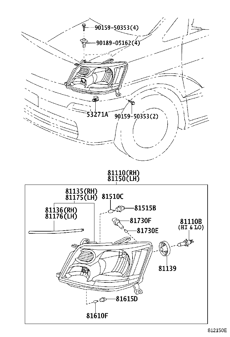 81105-58010 UNIT ASSY, HEADLAMP, RH product image