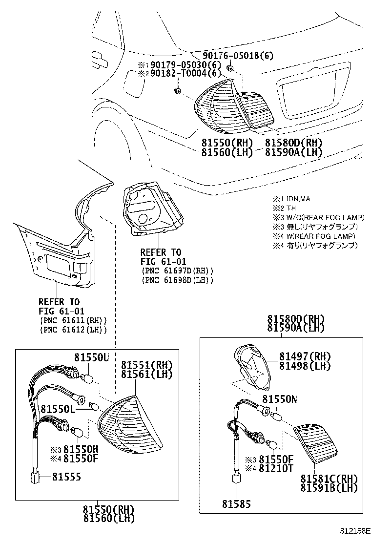 81550-06170 LAMP ASSY, REAR COMBINATION, RH product image