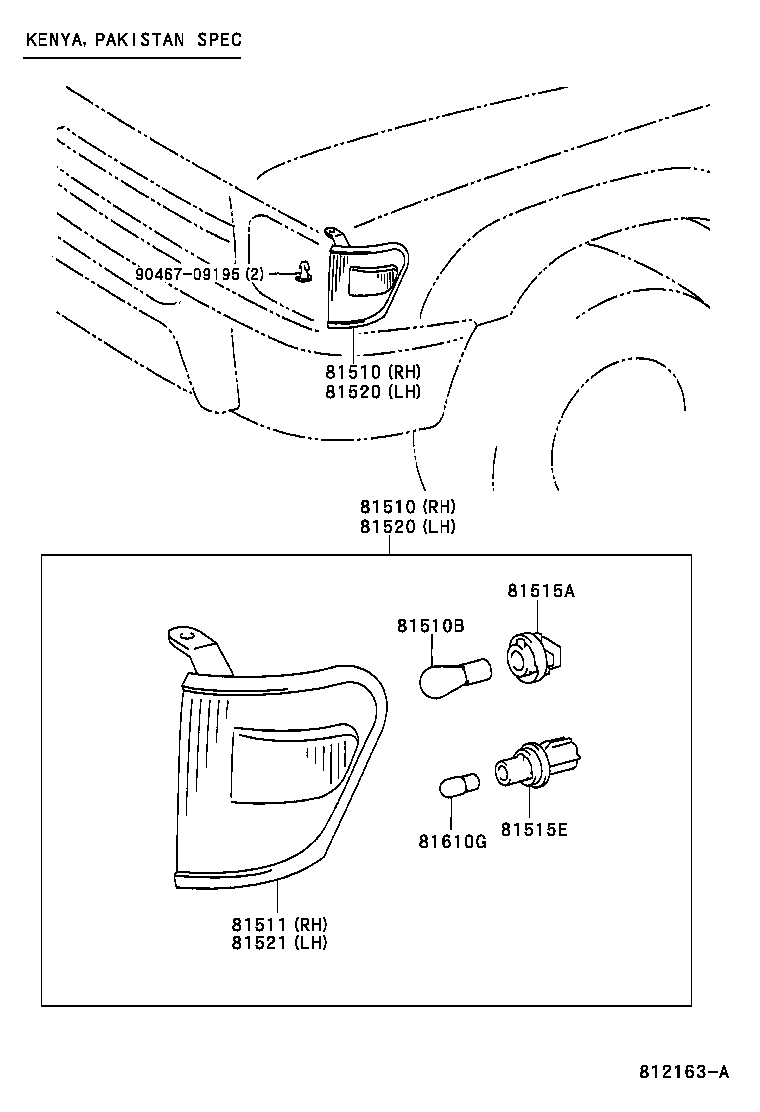 81520-35151 LAMP ASSY, FRONT TURN SIGNAL, LH product image