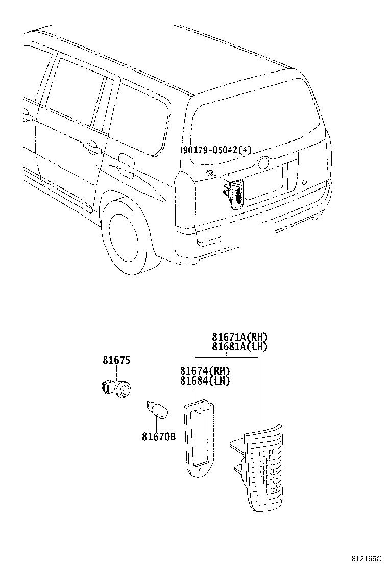 81671-52020 LENS & BODY, BACK-UP LAMP product image