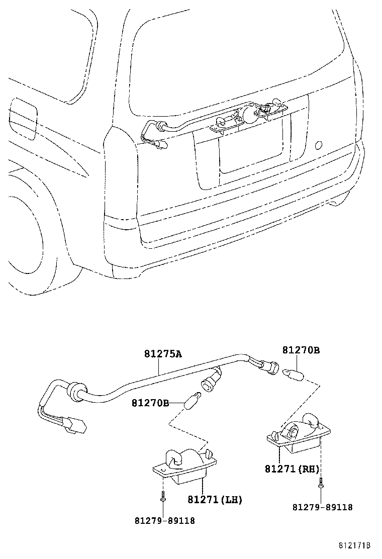 81275-52070 CORD, LICENSE PLATE LAMP product image
