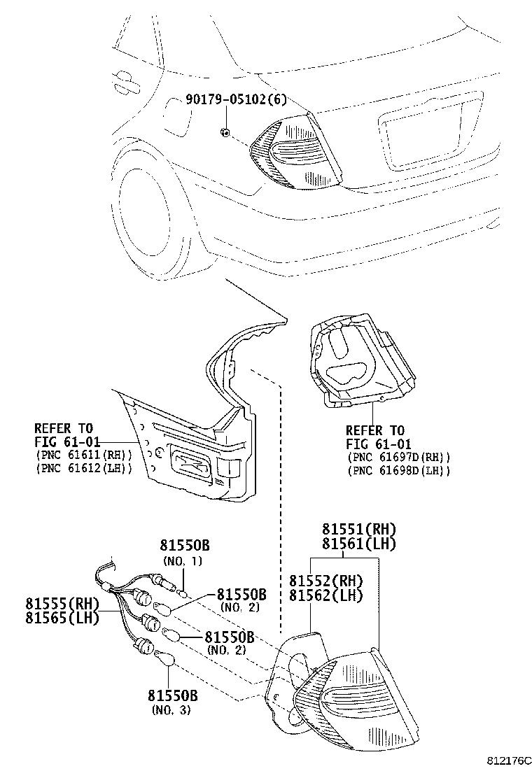 81552-06160 GASKET, REAR COMBINATION LAMP LENS, RH product image