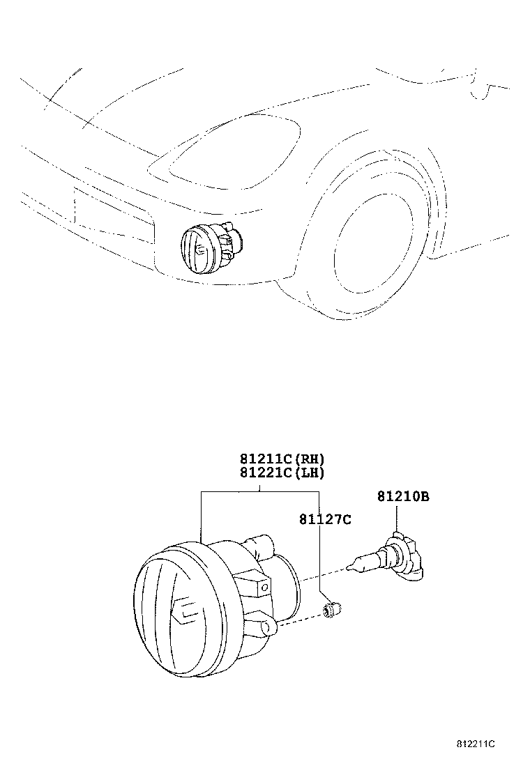 Toyota 81211-52060 LAMP UNIT, FOG LAMP, RH