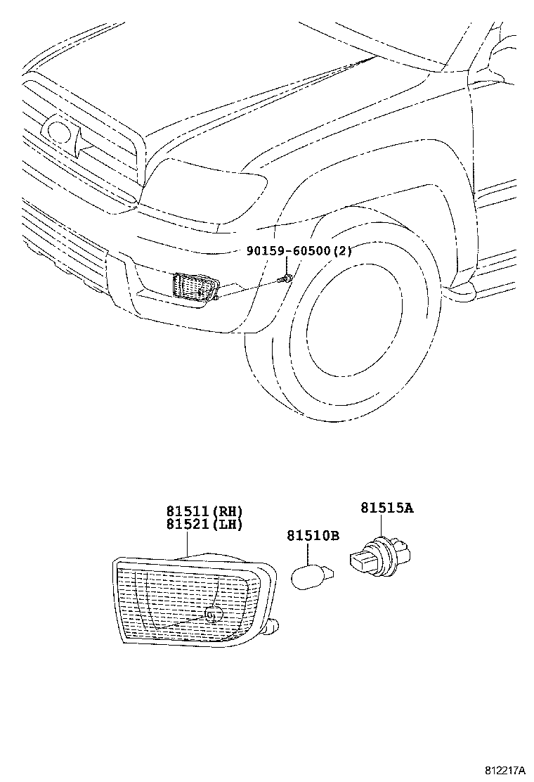Toyota 81511-35400 LENS, FRONT TURN SIGNAL LAMP, RH