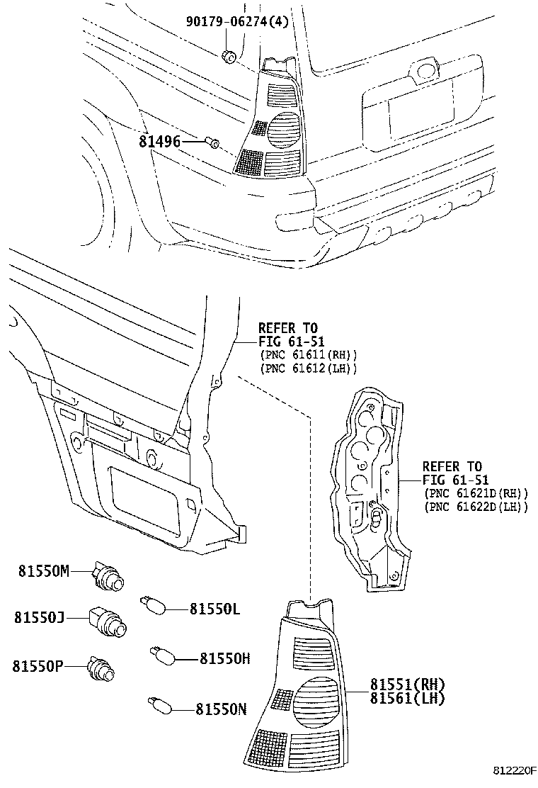 Toyota 81496-12020 GUIDE, REAR COMBINATION LAMP