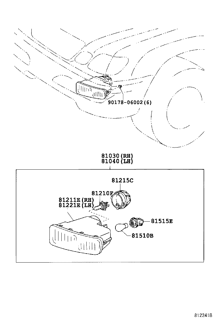 81049-60051 UNIT, FRONT FOG AND TURN SIGNAL LAMP, LH product image