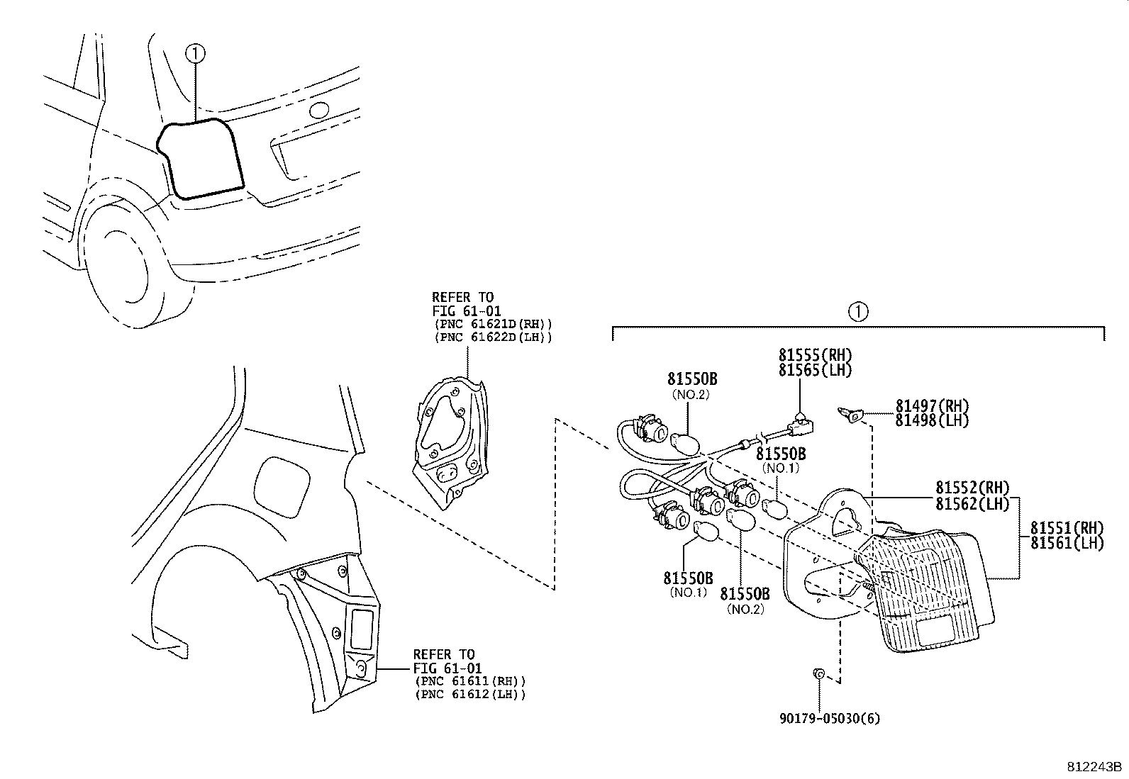 81550-02261 LAMP ASSY, REAR COMBINATION, RH product image