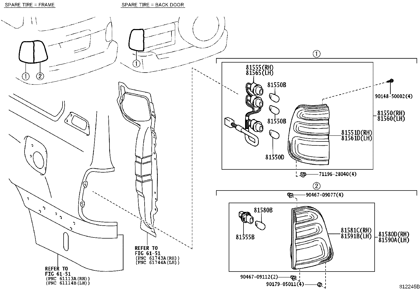 81550-60751 LAMP ASSY, REAR COMBINATION, RH product image