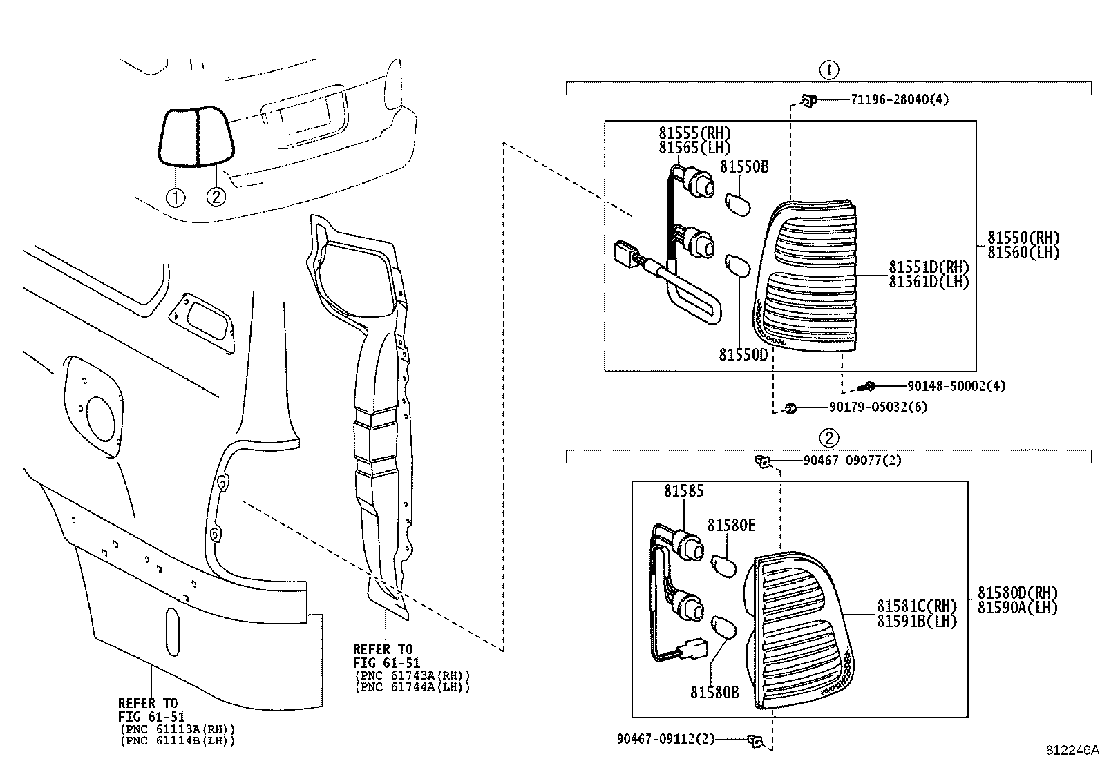 Toyota 81550-60590 LAMP ASSY, REAR COMBINATION, RH