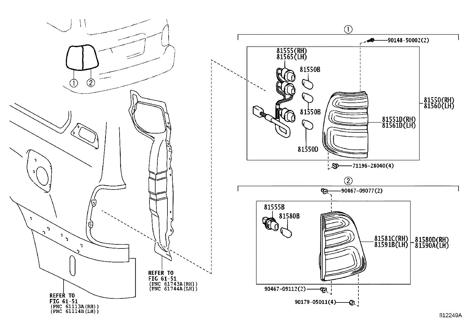 Toyota 81550-60690 LAMP ASSY, REAR COMBINATION, RH