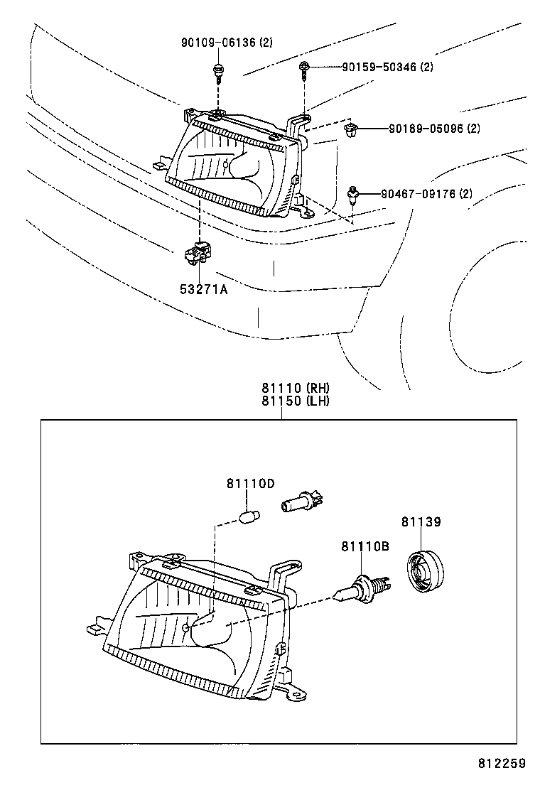 81150-0B090 HEADLAMP ASSY, LH product image
