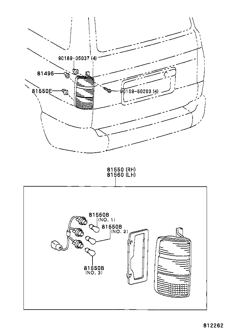 81550-0B050 LAMP ASSY, REAR COMBINATION, RH product image