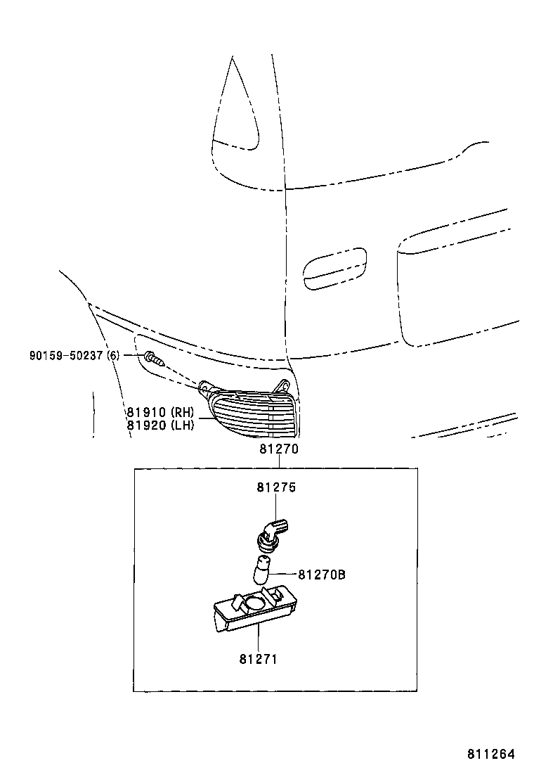 81910-52020 REFLECTOR ASSY, REFLEX, RH product image