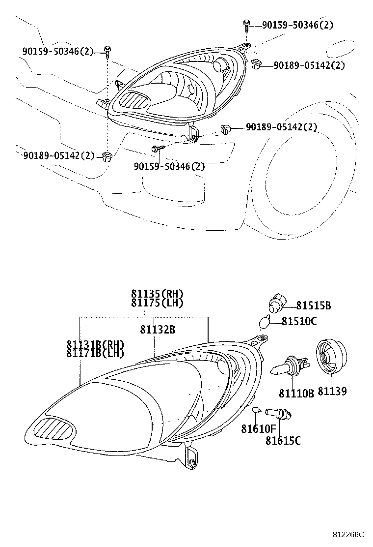 81130-52061 UNIT ASSY, HEADLAMP, RH product image