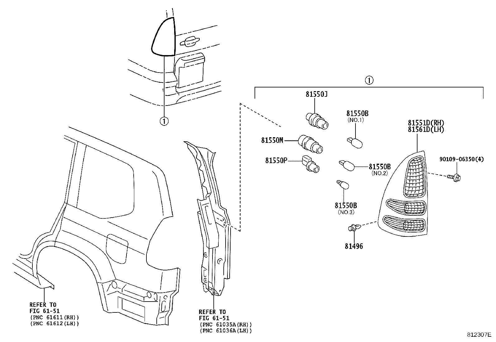 81590-60140 LAMP ASSY, REAR, LH product image