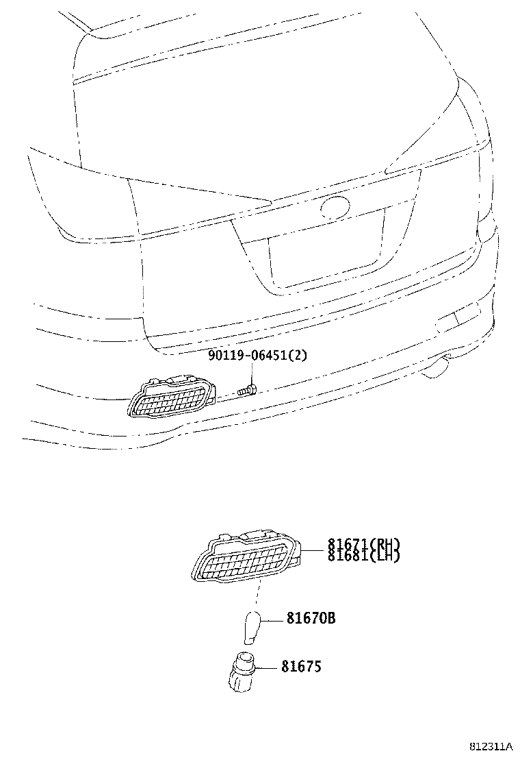 81671-21060 LENS, BACK-UP LAMP, RH product image
