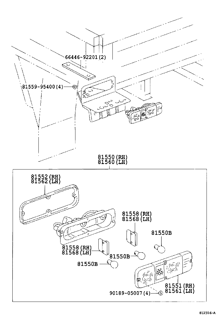 81550-37280 LAMP ASSY, REAR COMBINATION, RH product image