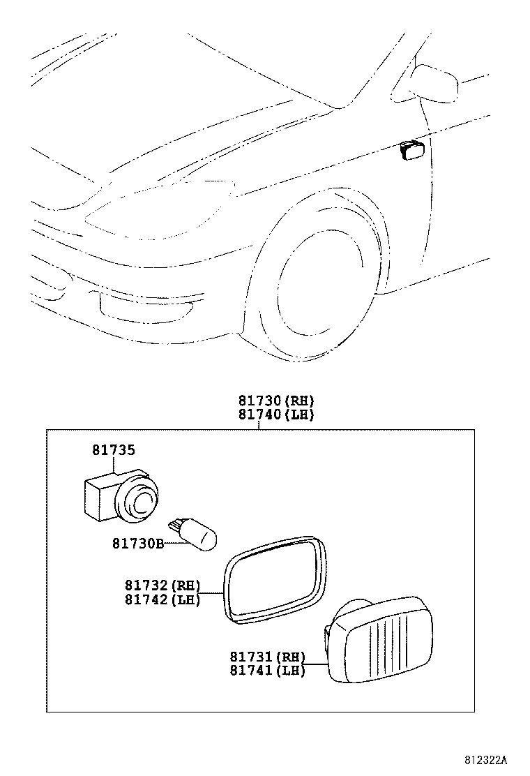90069-81037 SOCKET AND WIRE, SIDE TURN SIGNAL LAMP product image